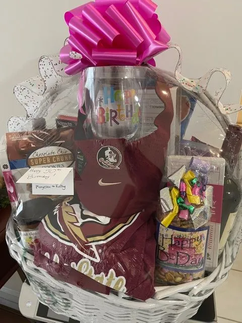 Birthday basket with shirt, mug, chocolates