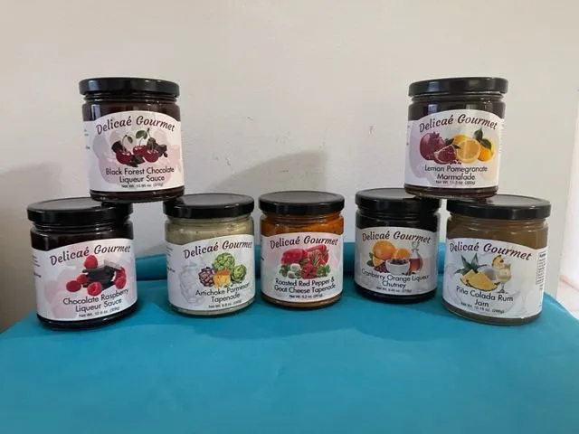 Gourmet spreads and sauces in jars